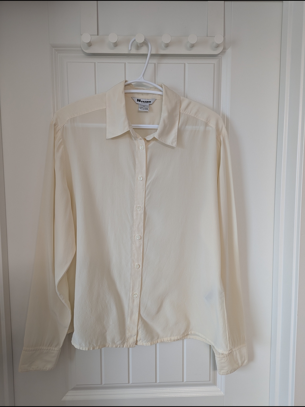 Silk Cream Button-Front Blouse Size 12